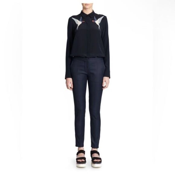 Stella McCartney Vivian Wool Skinny Zip-Cuff Pants in Navy Blue - Picture 2 of 12